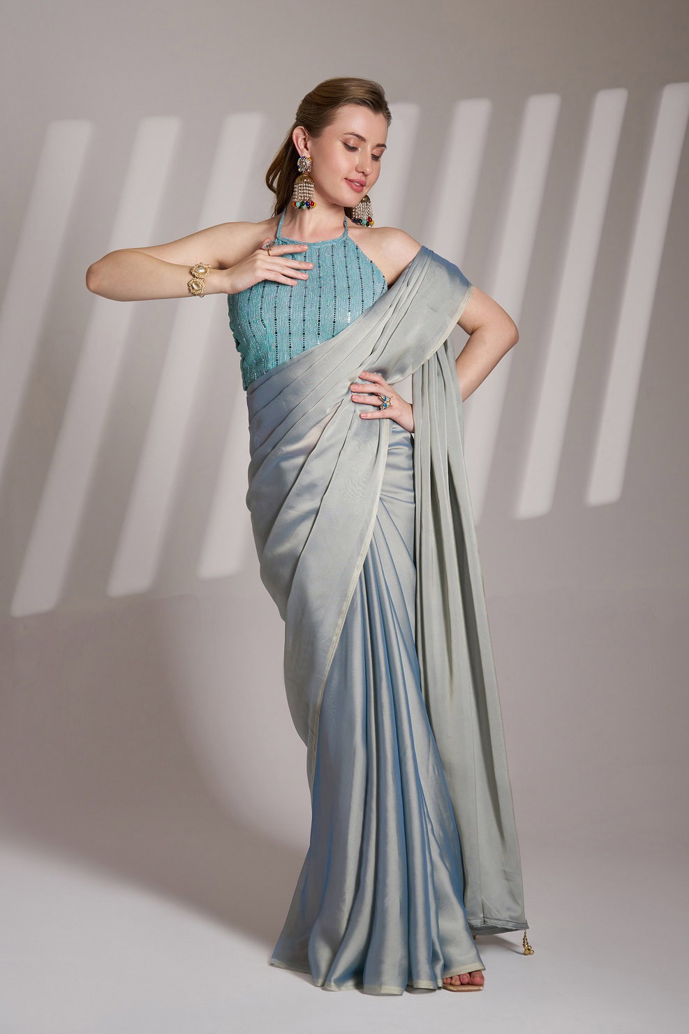 Ziva 34 Party Wear Designer Satin Rangoli Saree with Un Stitched Blouse 