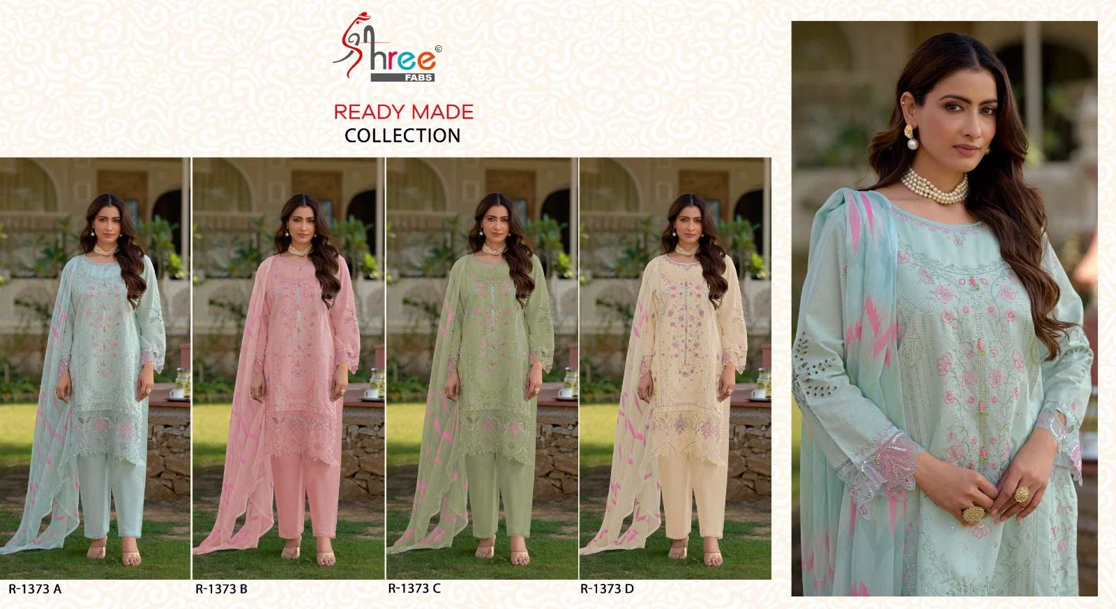 Shree R 1373 Cambric Cotton Ready Made Pakistani Salwar Suits