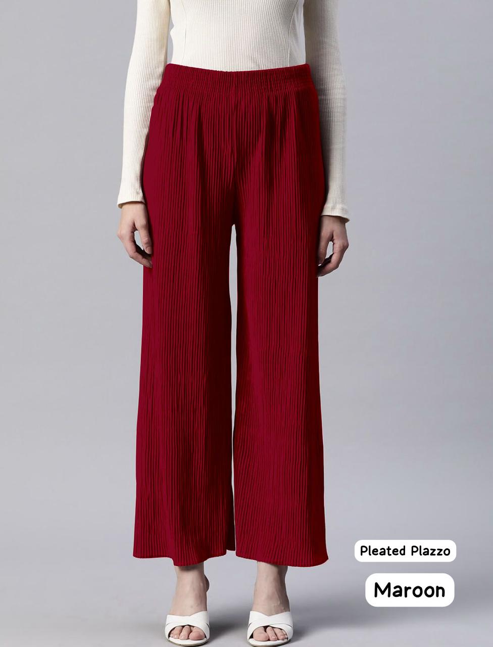 Festive Wear Heavy Lycra Pleated Elastic Waist Pleated Plazzo Collection