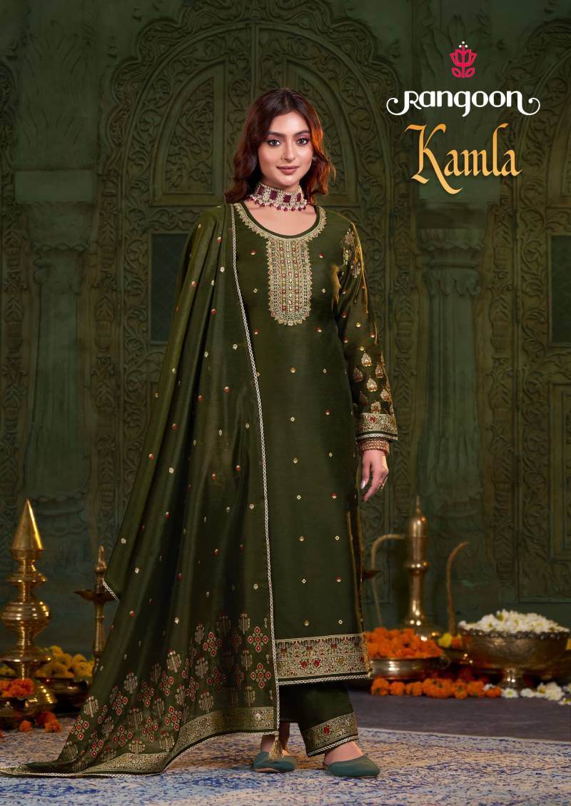 Rangoon Kamla Jacquard Khatli Handwork Kurti Bottom With Dupatta