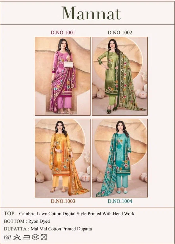Levisha Mannat Cambric Lawn Cotton Digital Printed Dress Material