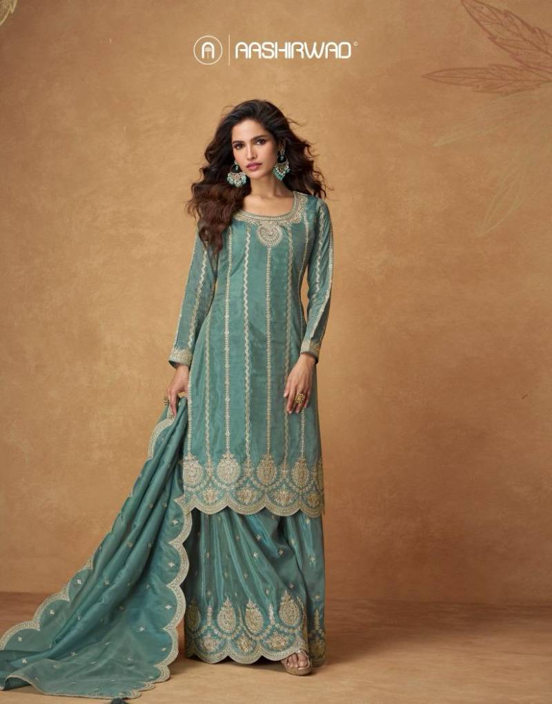 Aashirwad Saumya Organza Shimmer Silk Salwar Kameez Collection