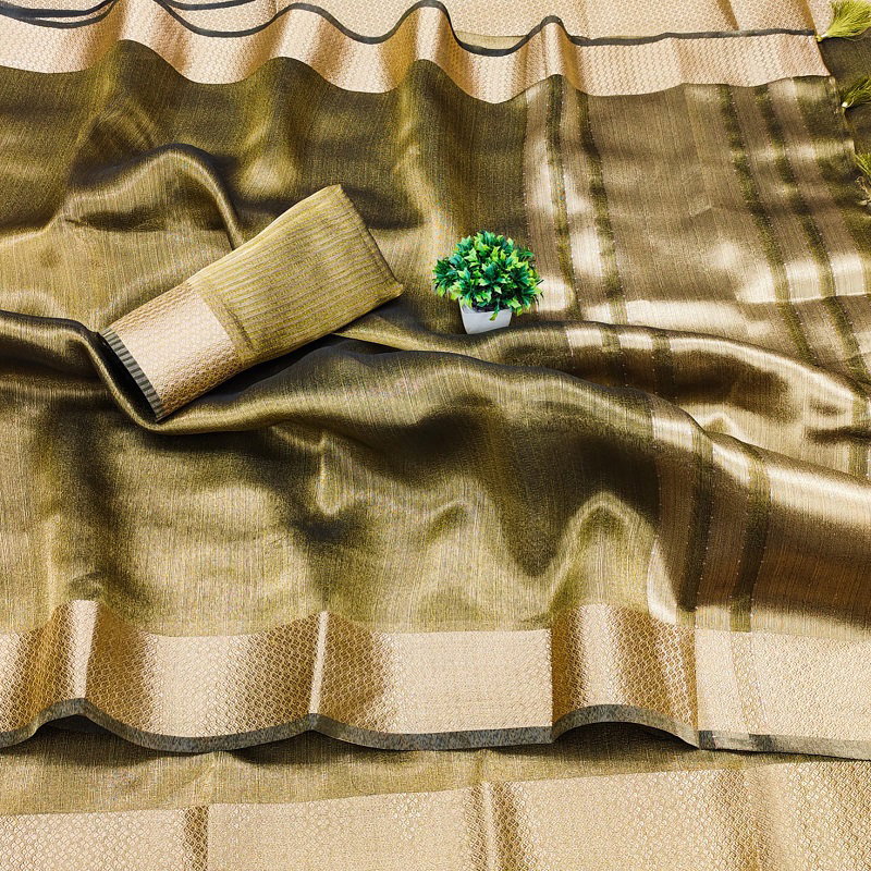 Maarkish Party Wear Cotton Silk Saree with Golden Jari Weaving Border Patta