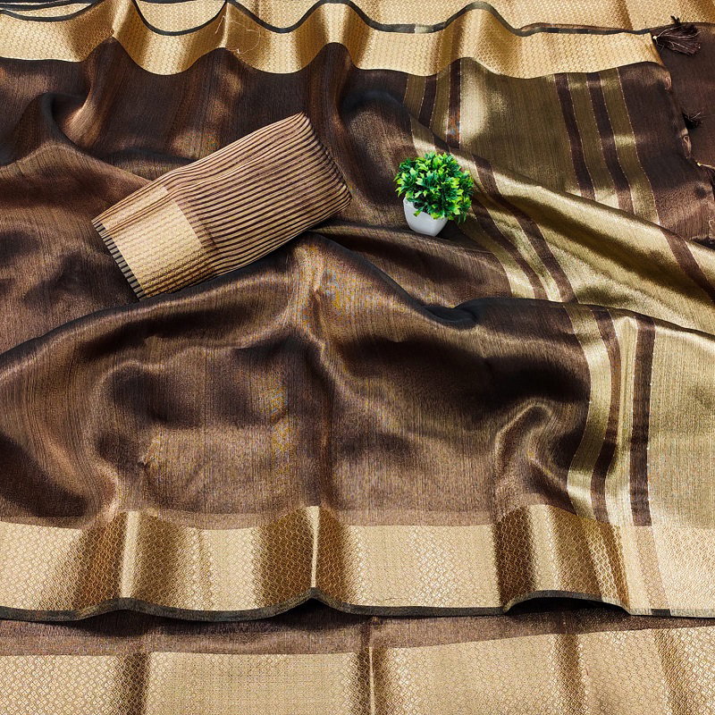 Maarkish Party Wear Cotton Silk Saree with Golden Jari Weaving Border Patta