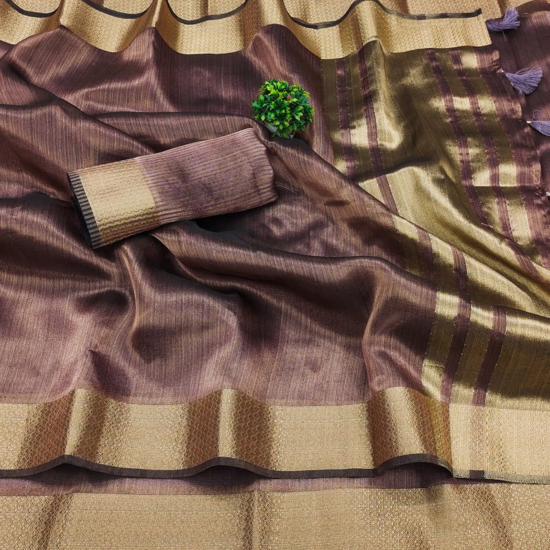 Maarkish Party Wear Cotton Silk Saree with Golden Jari Weaving Border Patta