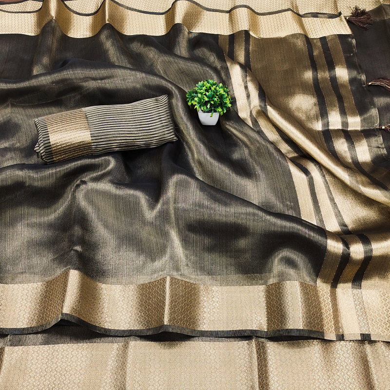 Maarkish Party Wear Cotton Silk Saree with Golden Jari Weaving Border Patta