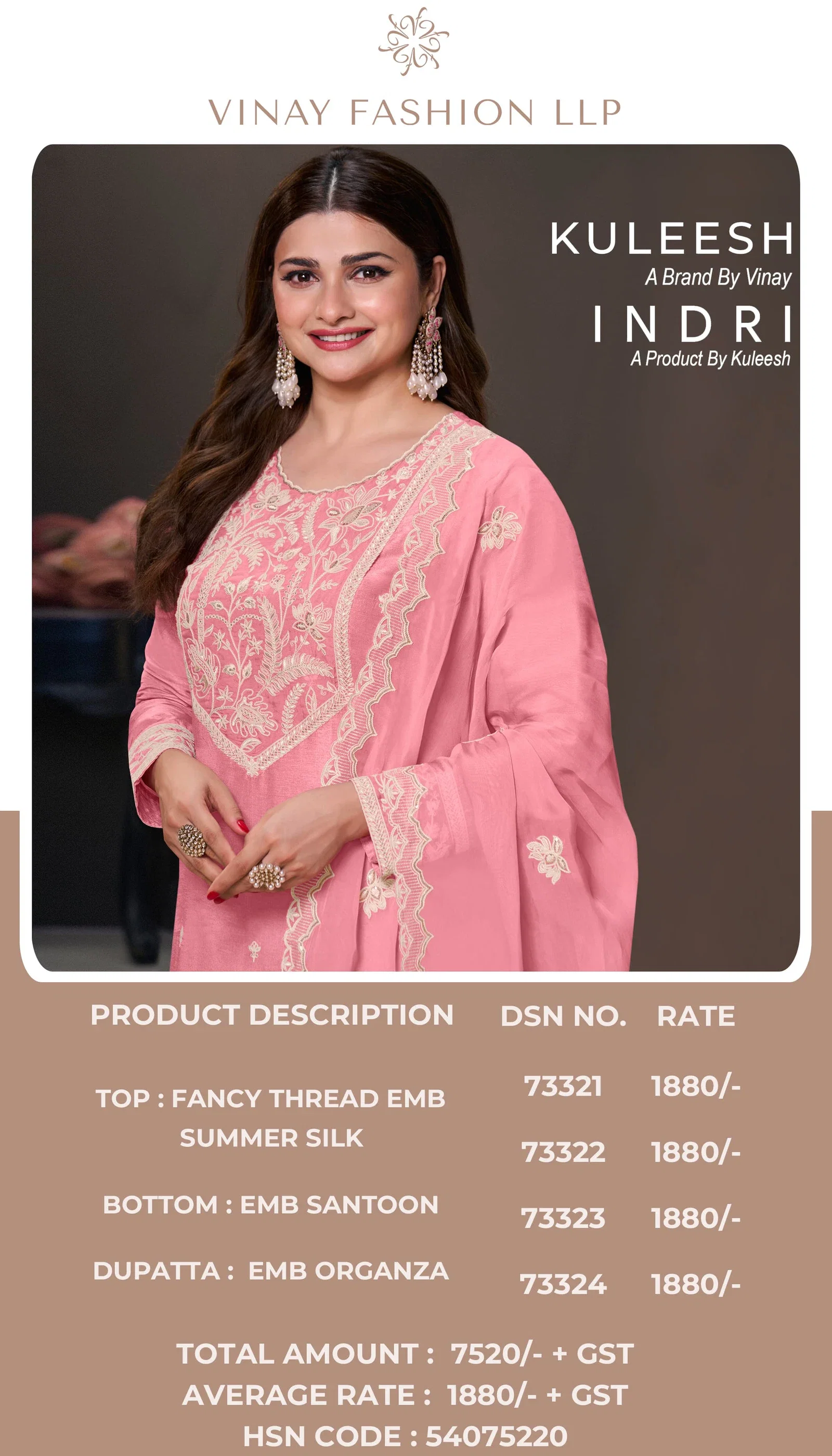 Vinay Kuleesh Indri Embroidered Designer Salwar Kameez Collection