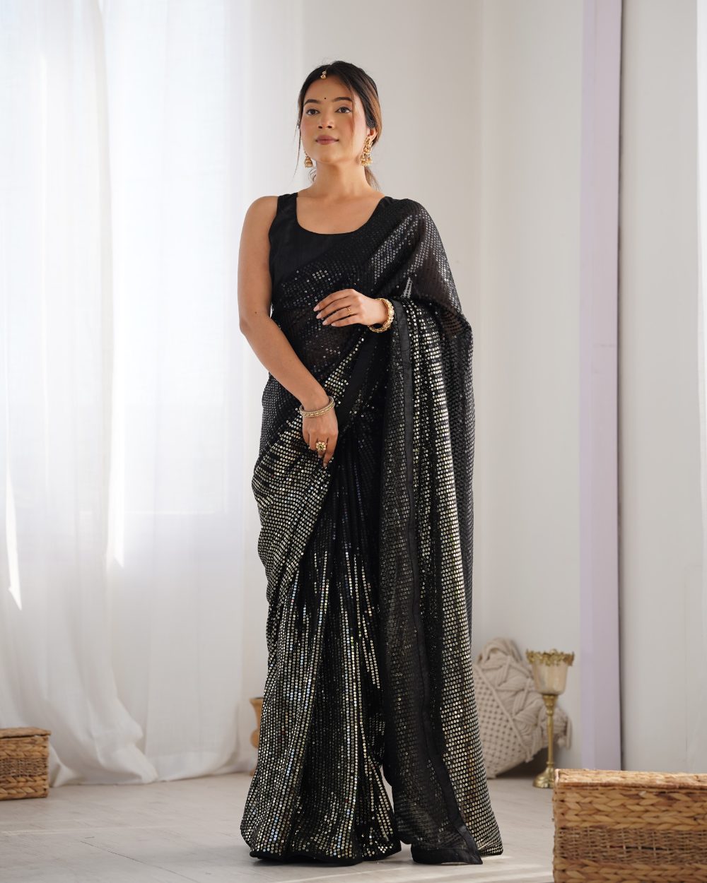 Jf 2059 63 Sequence Worked Georgette Saree Collection