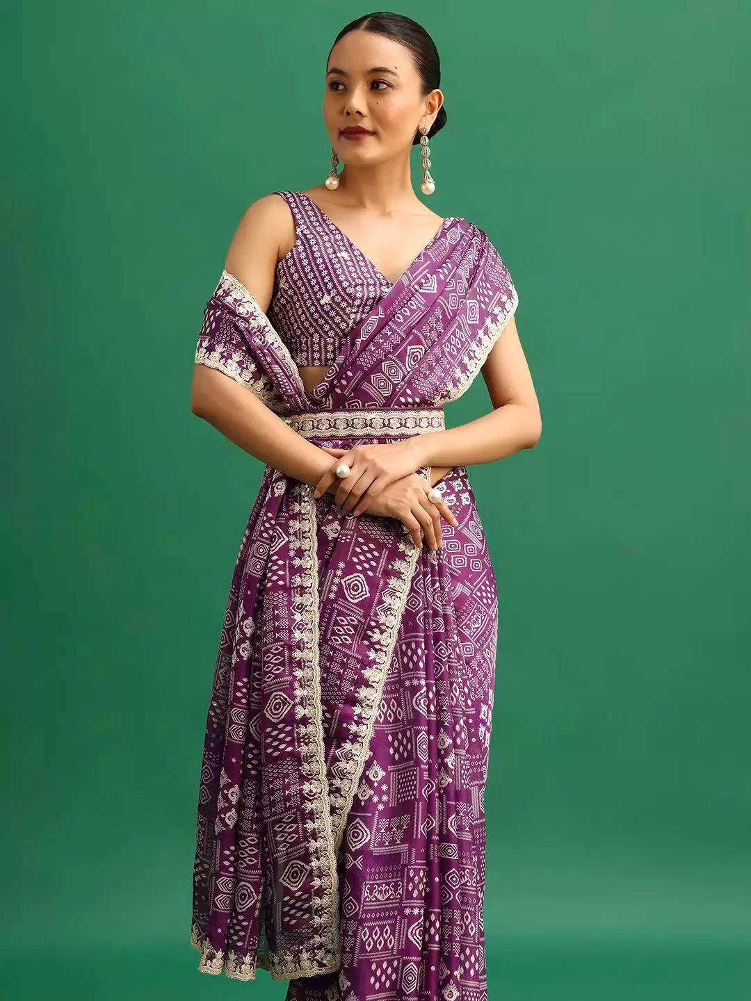 Bt 1259 Embroidered Party Wear Chinon Silk Saree Collection