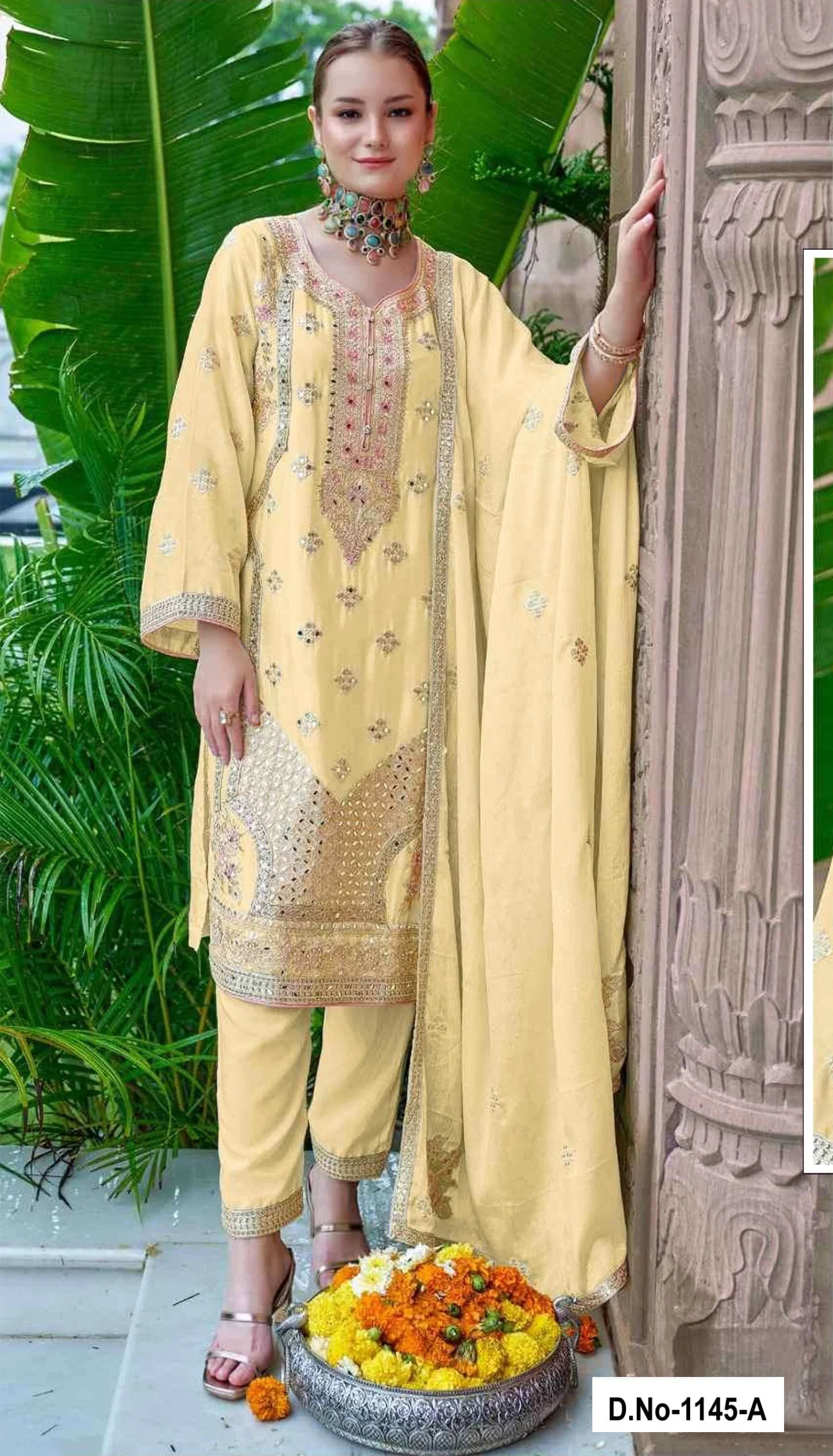 Super Hit 1145 A To D Chinon Embroidered Salwar Suits Collection