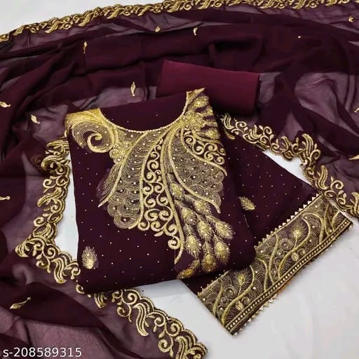 Georggette Jari 643 Embroidered Georgette Dress Material Collection