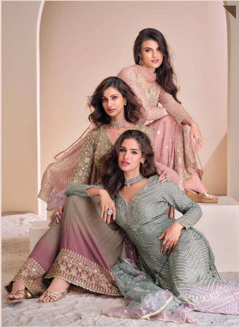 Aayna Sharara 5671 To 5673 Designer Georegette Salwar Suits Collection