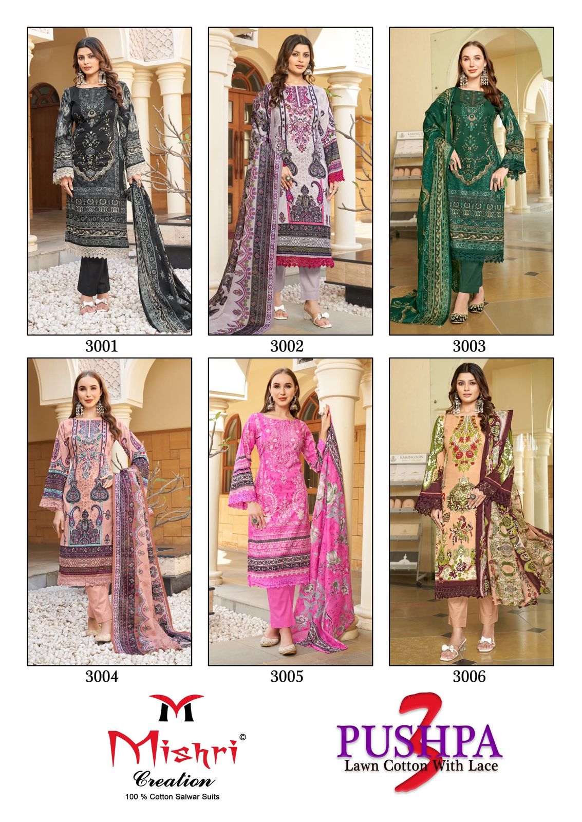 Mishri Pushpa 3 Lawn Cotton Printed Dress Material Collection