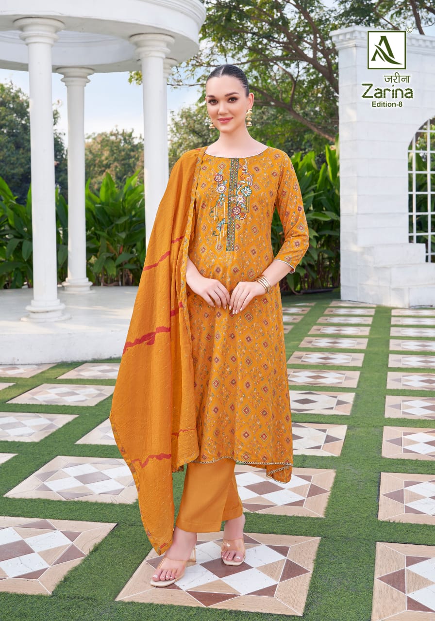 Alok Zarina Edition 8 Viscose Rayon Printed Dress Material