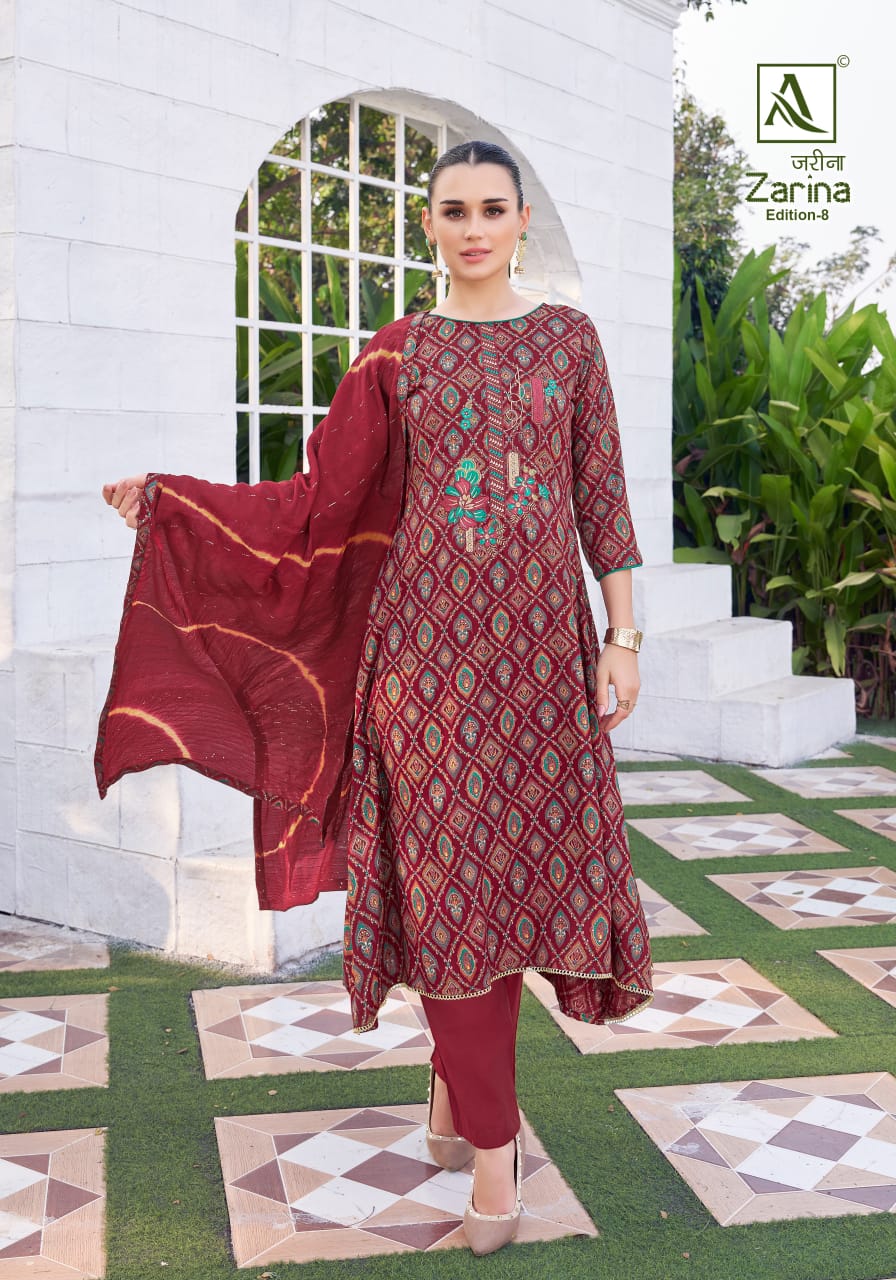 Alok Zarina Edition 8 Viscose Rayon Printed Dress Material