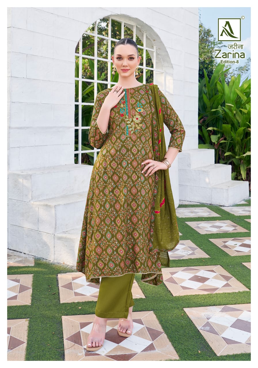 Alok Zarina Edition 8 Viscose Rayon Printed Dress Material