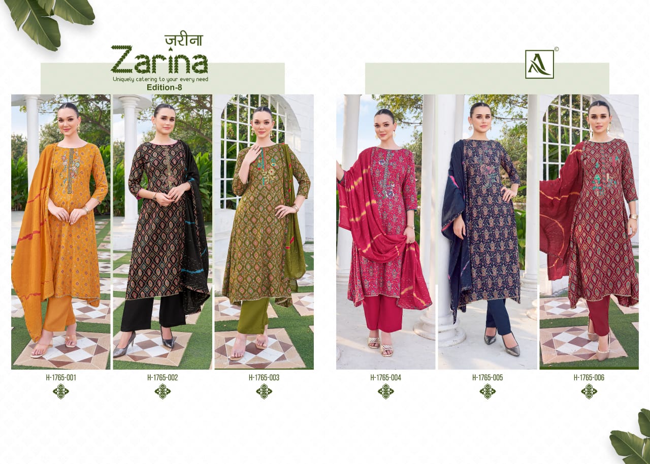 Alok Zarina Edition 8 Viscose Rayon Printed Dress Material