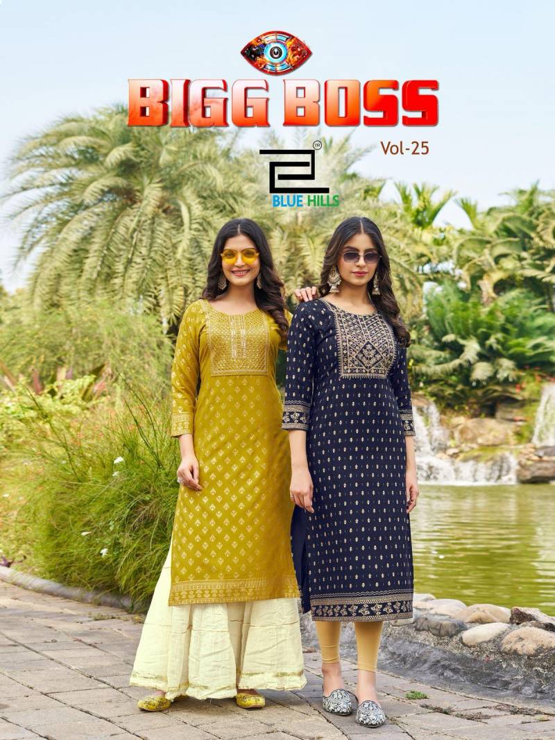 Blue Hills Big Boss Vol 25 Rayon Foil Printed Kurti Collection