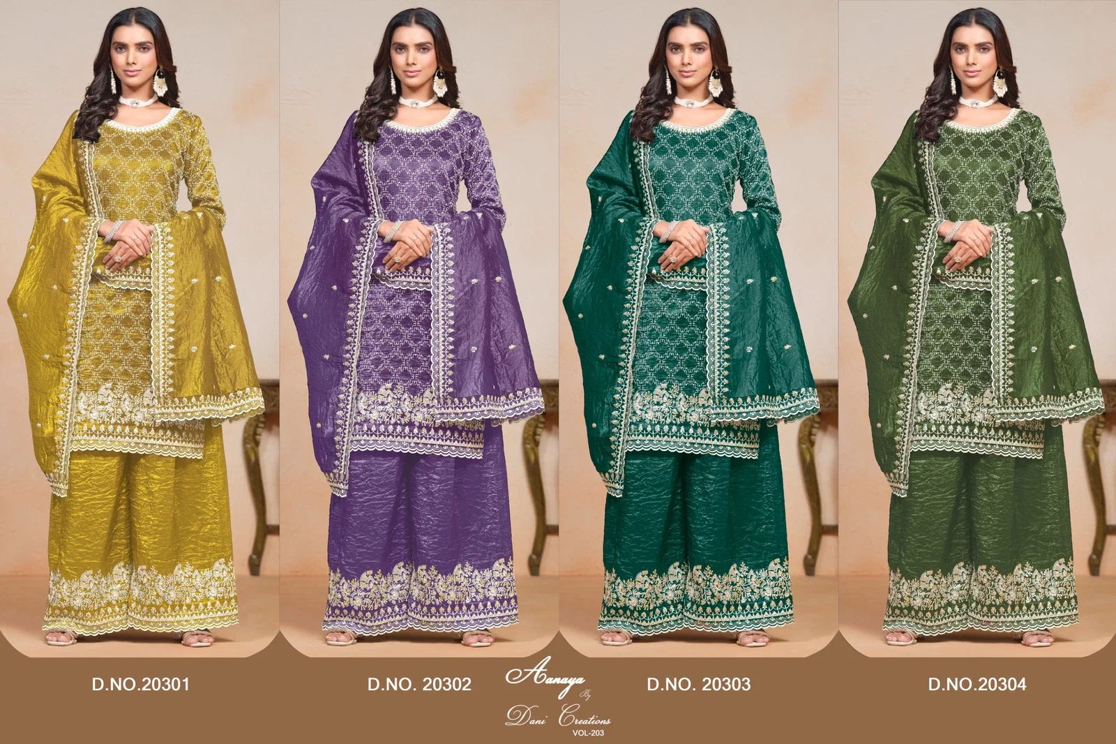 Aanaya Vol 203 Gold Crush Designer Salwar Kameez Collection