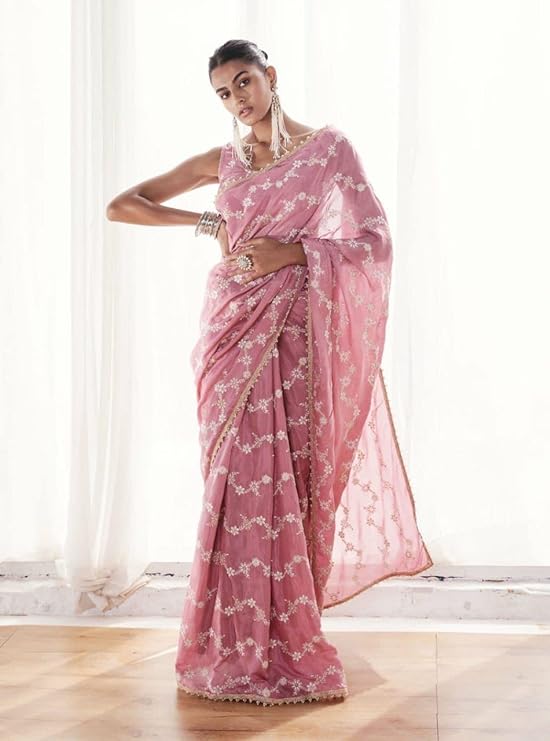 Madhuri Party Wear Embroidery Worked Heavy Georgette Saree with Un Stitched Blouse