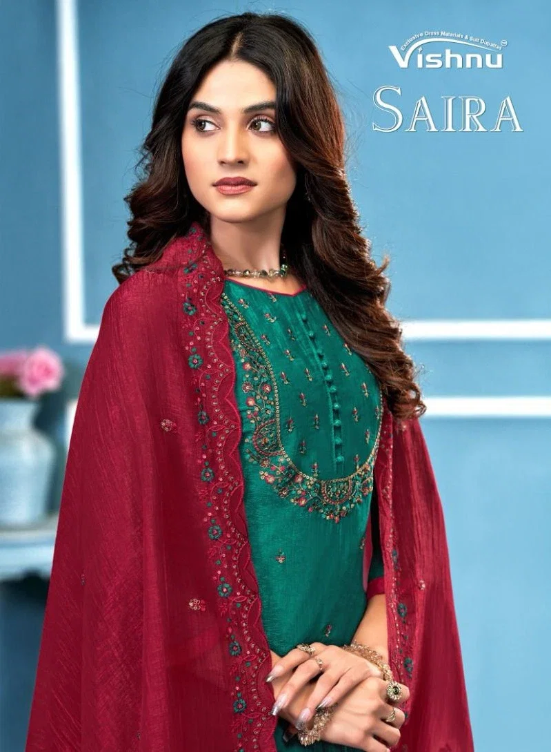 Vishnu Saira Crunchey Silk Fancy Dress Material Collection