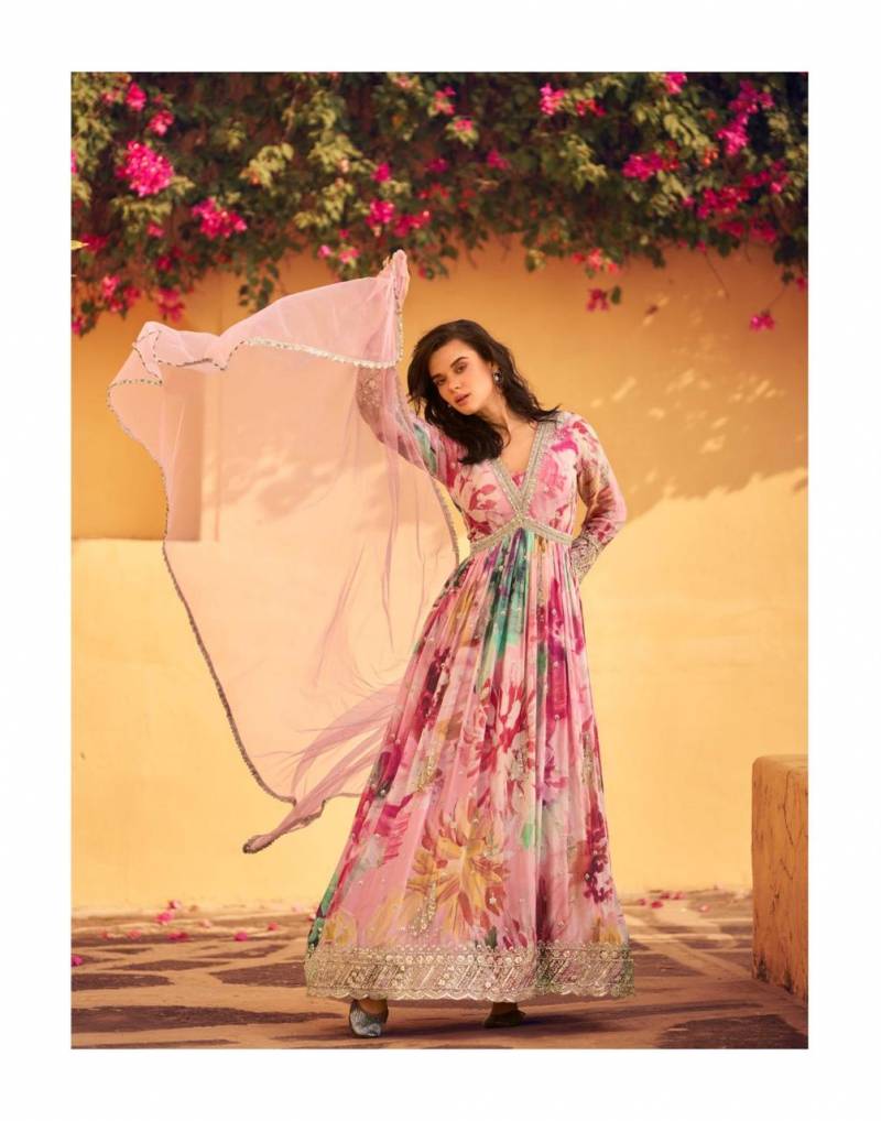 Sayuri Rani Nx Chinon Silk Designer Gown With Dupatta Collection