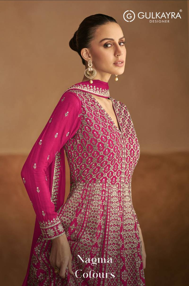 Gulkayra Nagma Colours Chinon Designer Gown With Dupatta Collection