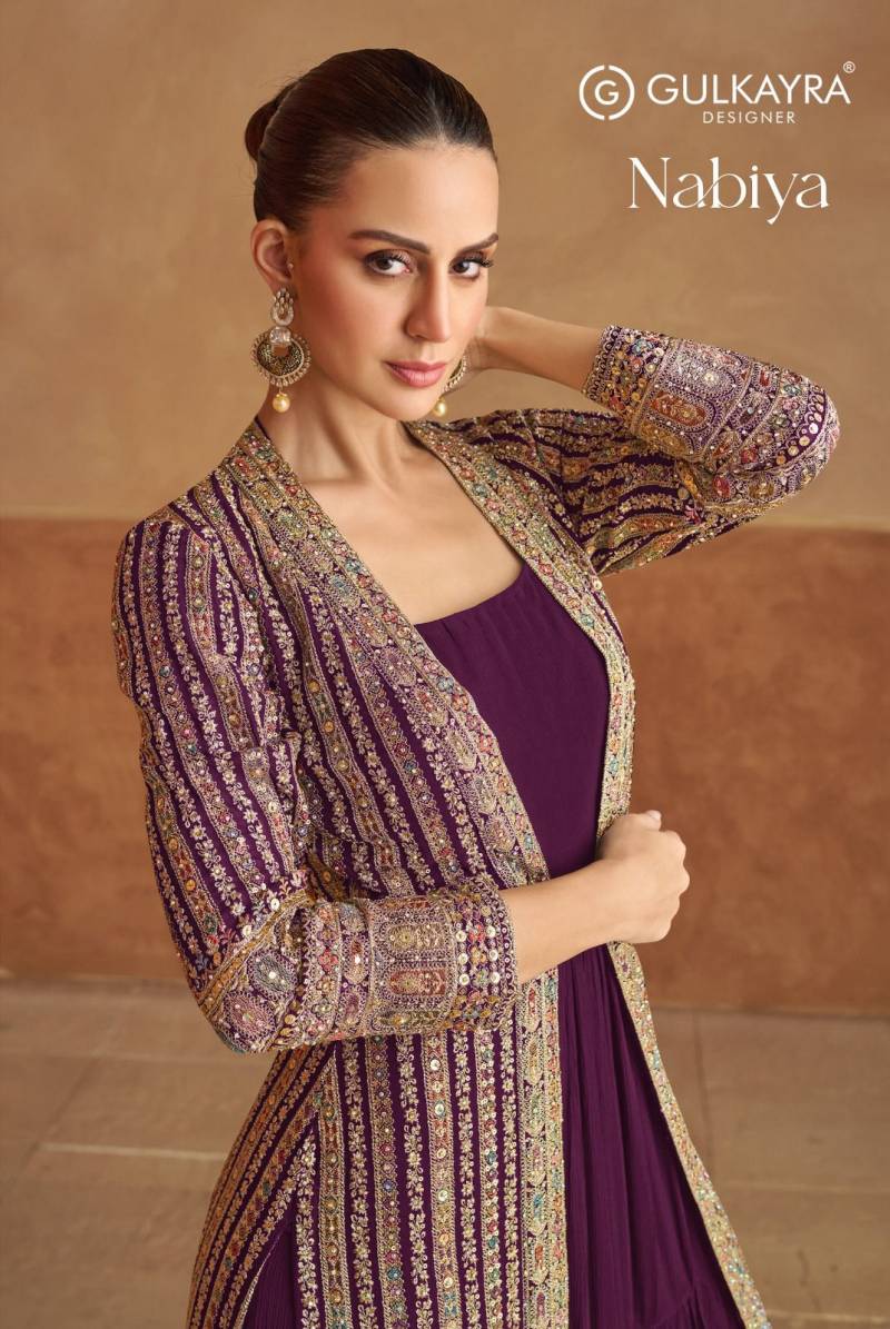 Gulkayra Nabiya Georgette Designer Gown With Jacket Collection
