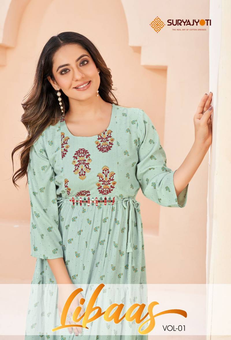Suryajyoti Libaas Vol 1 Viscose Wrinkle Handwork Kurti Collection