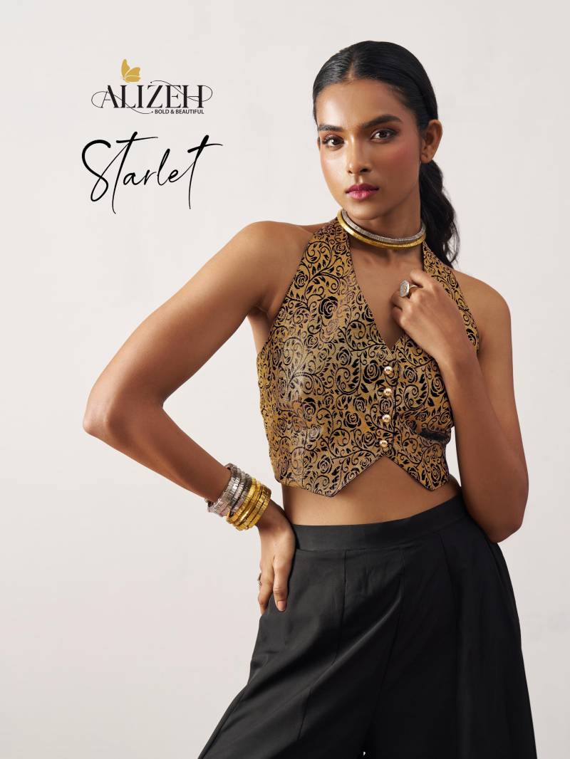 Alizeh Starlet Jacquard Waistcost Designer Indo Western Collection