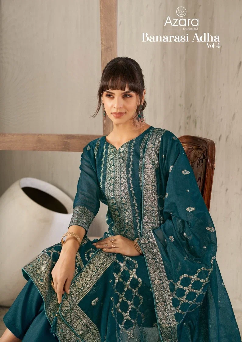 Radhika Azara Banarasi Adha Vol 4 Cotton Jacquard Dress Material