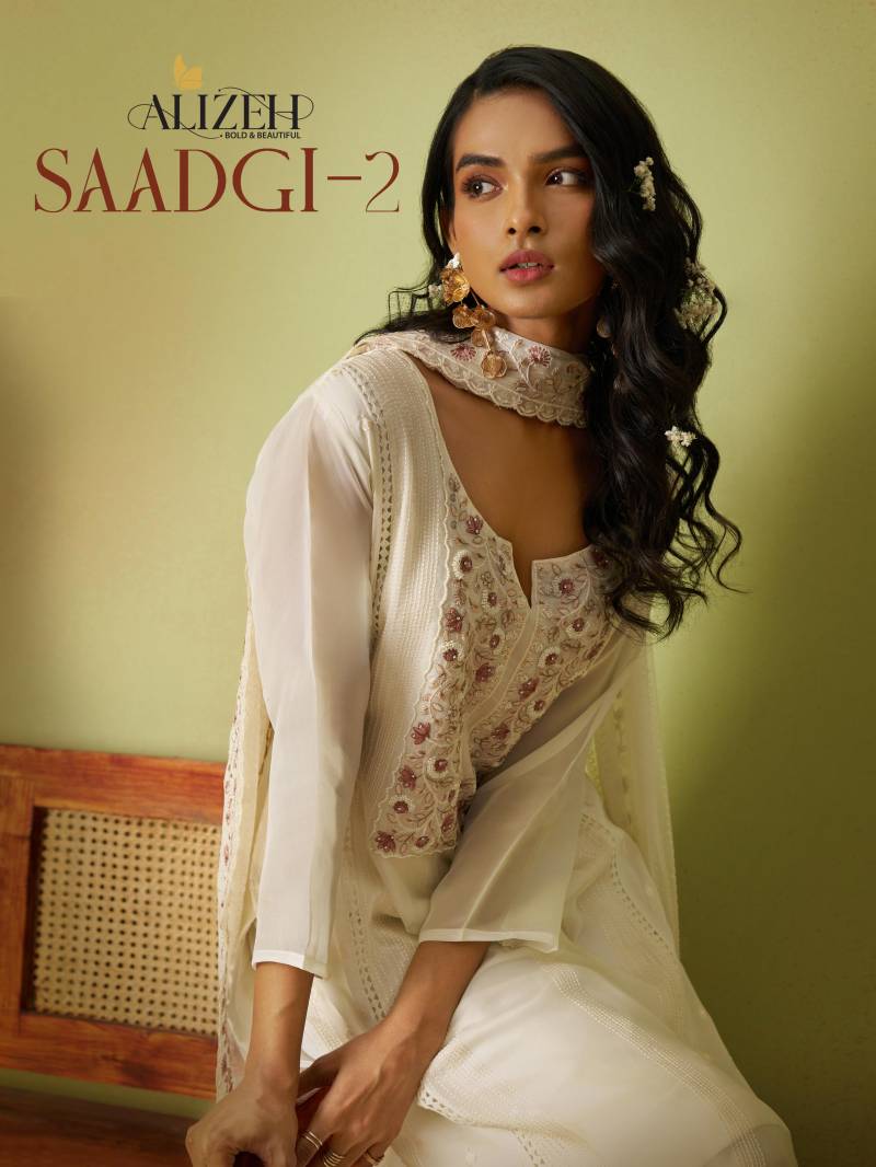 Alizeh Saadgi 2 Organza Designer Salwar Kameez Collection