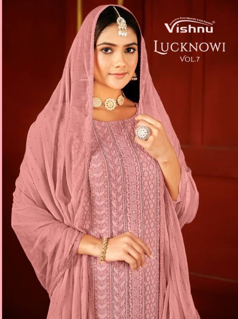 Vishnu Lucknowi Vol 7 Georgette Dress Material Collection
