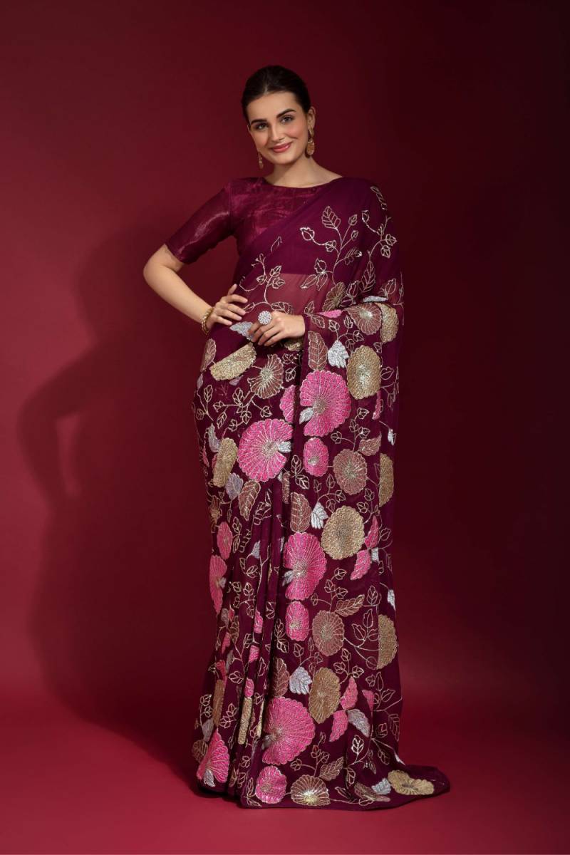 Jf 276 79 Designer Festive Wear Georgette Saree Collection