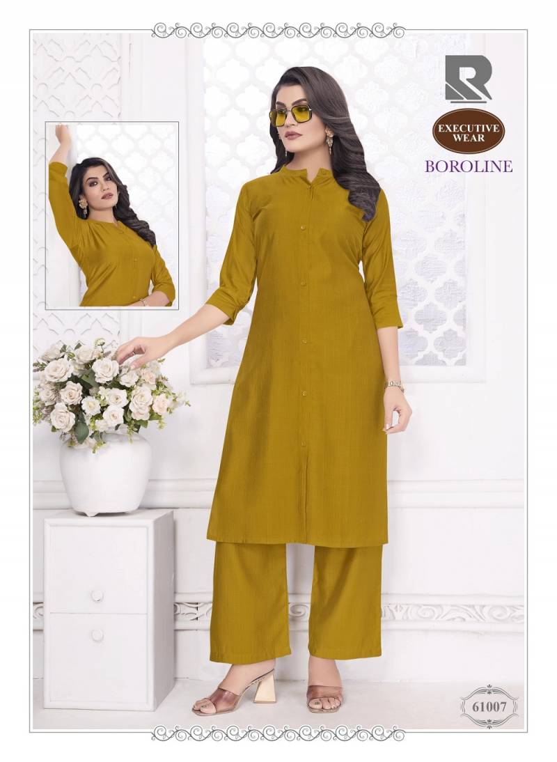 Rashi Boroline Casual Wear Silk Kurti With Bottom Collection