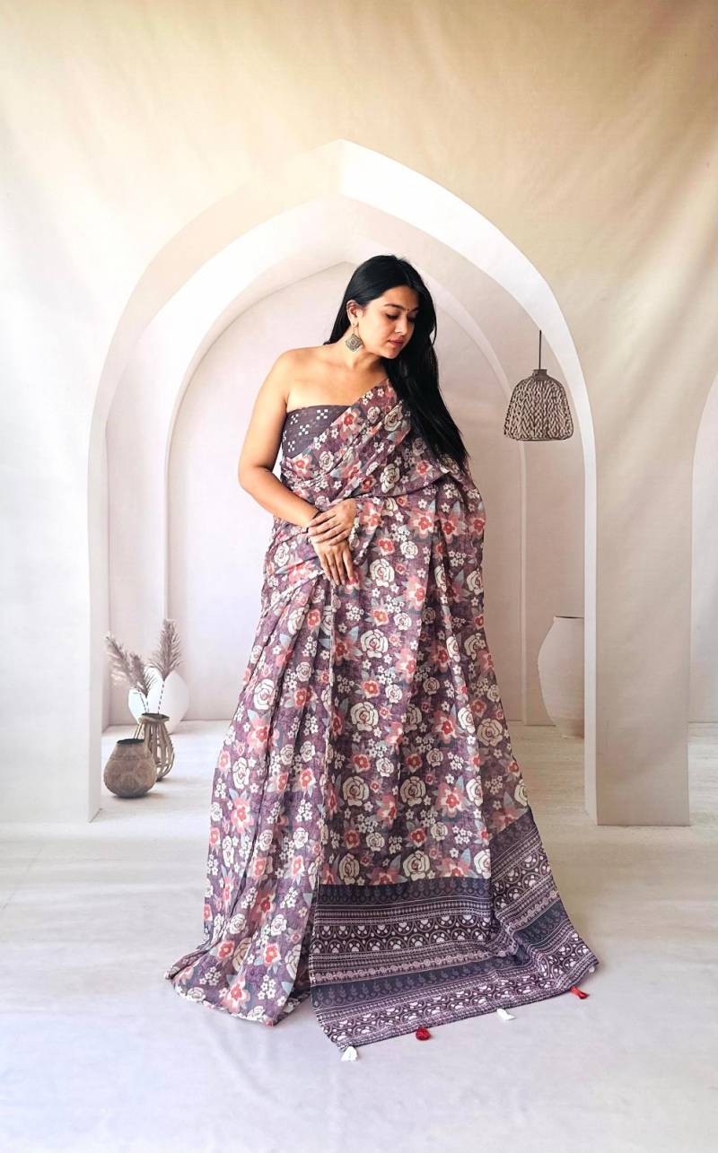 Scmd Padmavat Linen Printed Party Wear Saree Collection