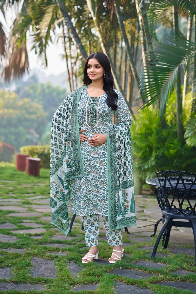 Ossm Millie 1001 To 1006 Series Cotton Printed Kurti Bottom With Dupatta