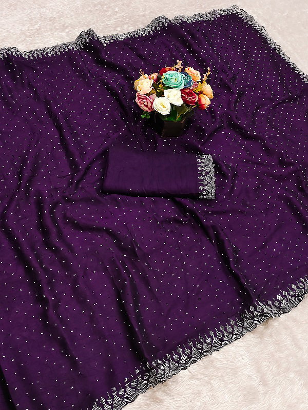 Meera 265 Party Wear Diamond Worked Rangoli Saree with Un Stitched Blouse