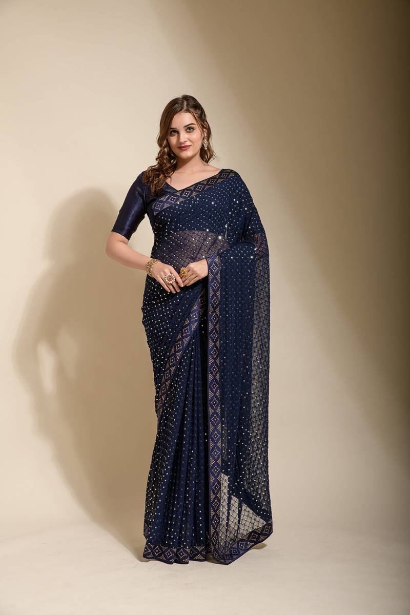 Jf 286 88 Party Wear Embroidered Georgette Saree Collection