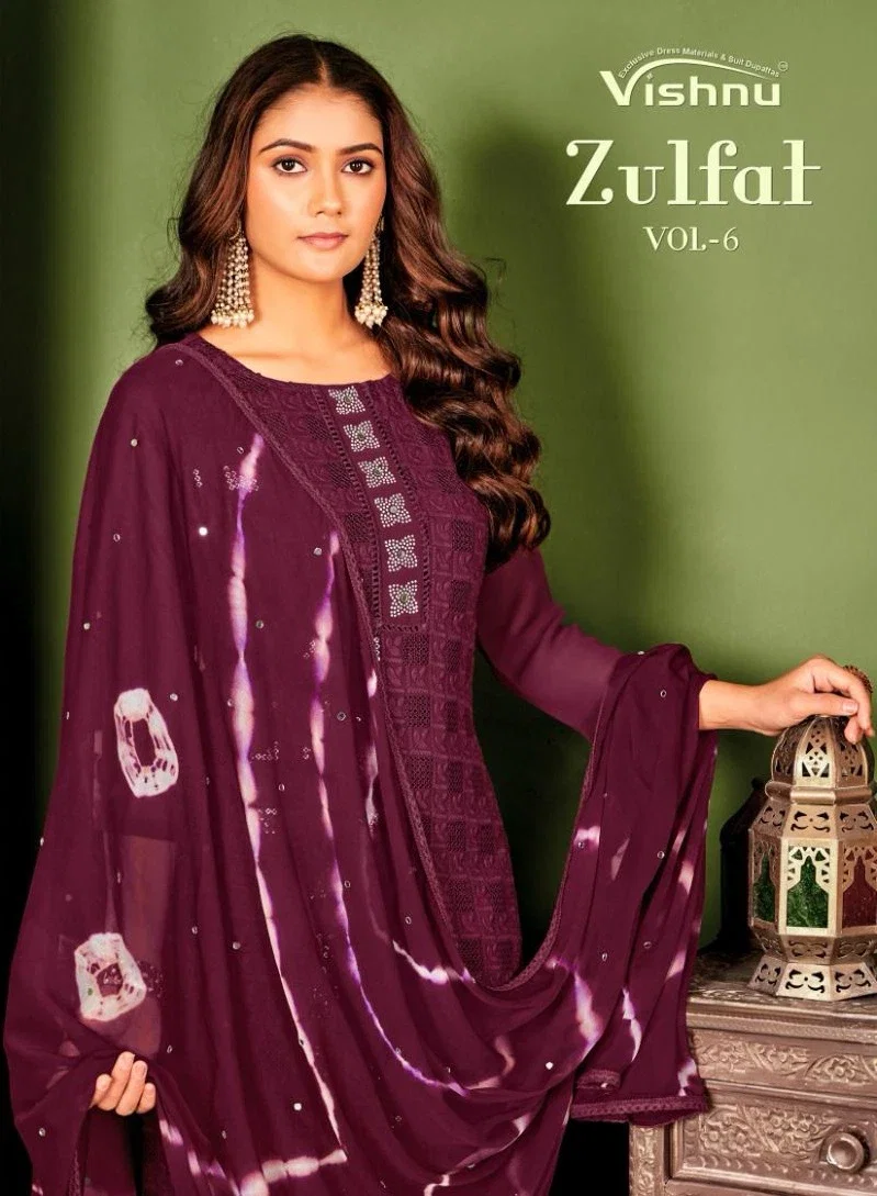 Vishnu Zulfat Vol 6 Georgette Fancy Dress Material Collection