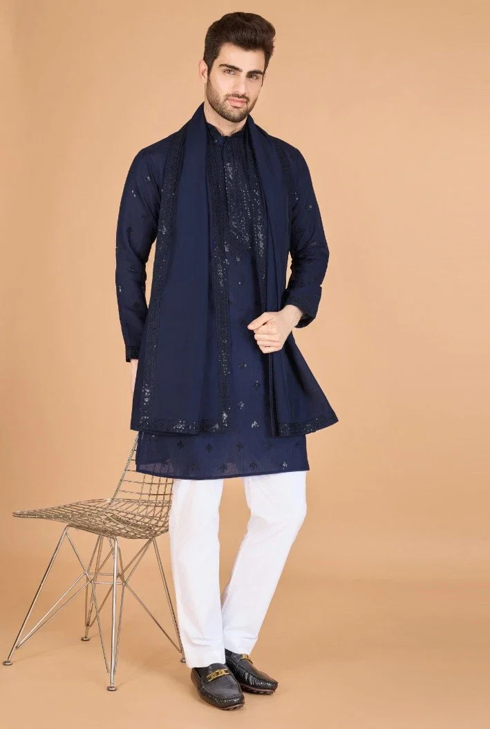 Shubhvastra Raj Vastra Viscose Silk Mens Kurta With Dupatta