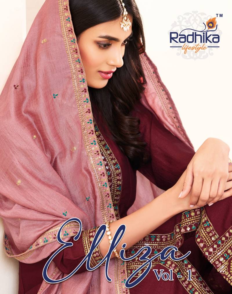 Radhika Elliza Vol 1 Vichitra Silk Kurti Bottom With Dupatta