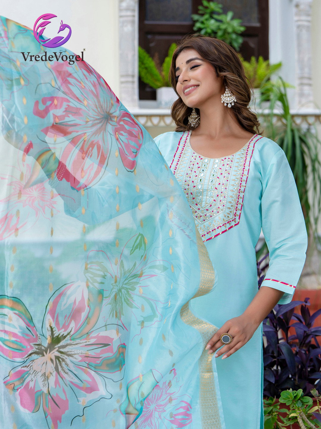 VredeVogel Veera Silk Embroidery Kurti Bottom With Dupatta Collection