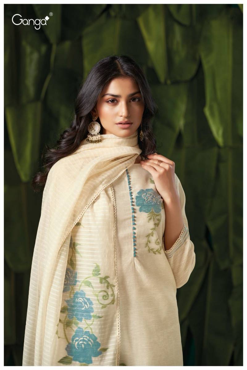 Ganga Iradri Woven Linen Jacquard With Handwork Salwar Suit