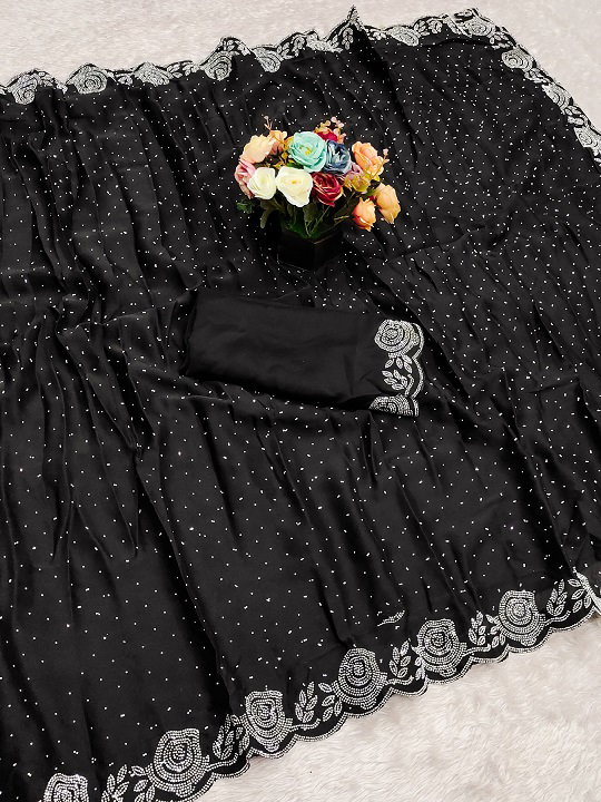 Meera 267 Party Wear Diamond Worked Rangoli Saree with Un Stitched Blouse
