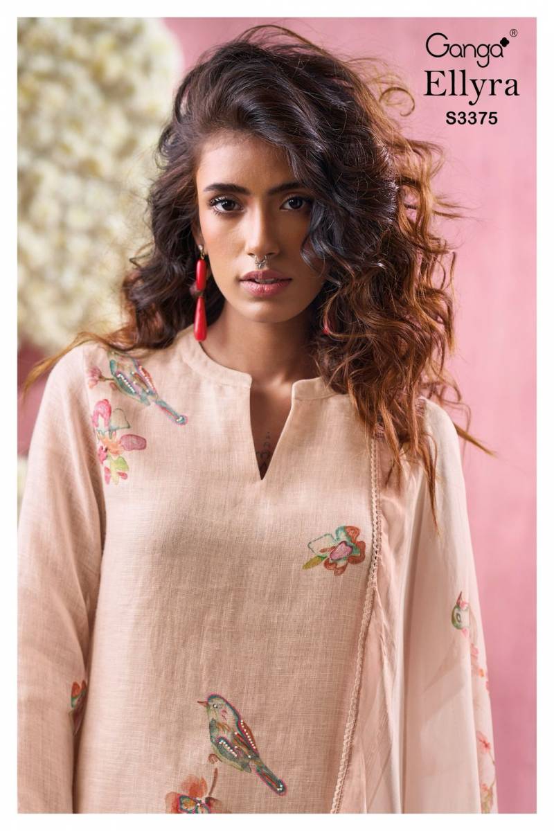 Ganga Ellyra Linen Printed With Embroidered Salwar Suit