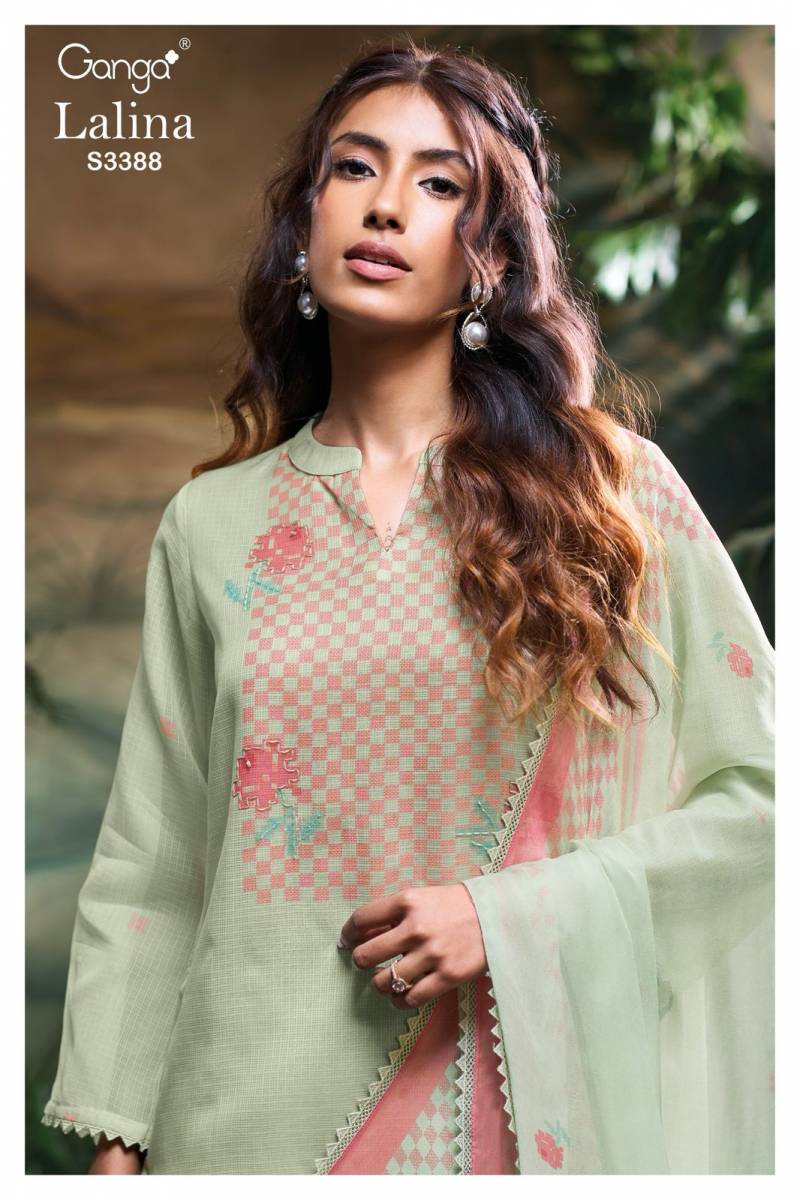 Ganga Lalina Bemberg Kota Printed With Embroidered Salwar Suit