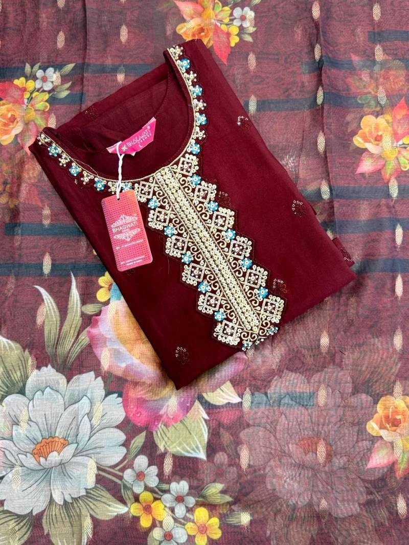 Bhagwati Nisha Roman Silk Kurti Bottom With Dupatta Collection
