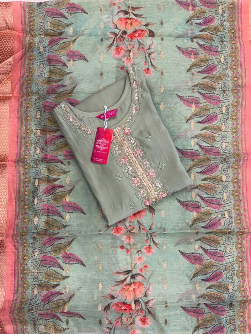 Bhagwati Nisha Roman Silk Kurti Bottom With Dupatta Collection