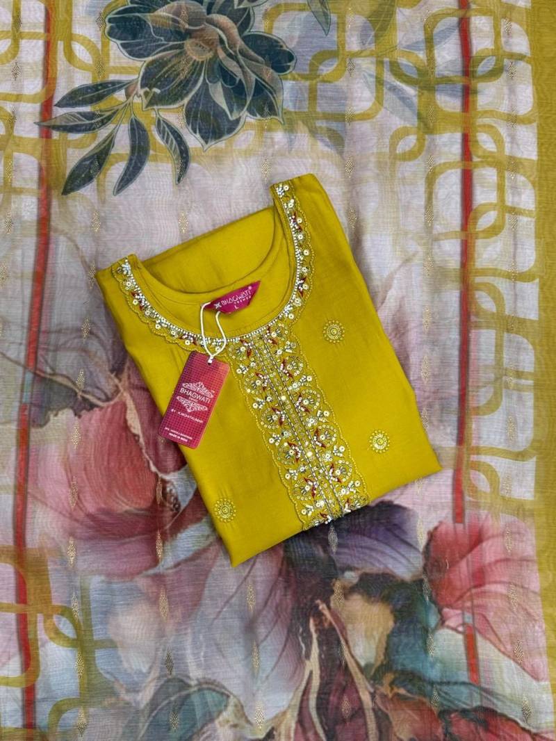 Bhagwati Nisha Roman Silk Kurti Bottom With Dupatta Collection